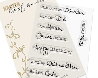 Clear Stamps Kombi-Wünsche KK-0063 - Deutsche Text-Stempel Scrapbooking Karten-Kunst Geburtstag Weihnachten Worte Sprüche deutsch