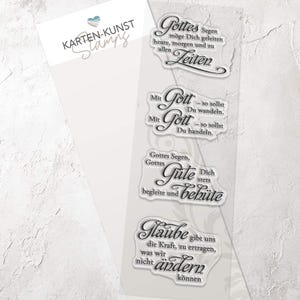 Sellos transparentes "Fe". Dichos en alemán para confirmación, comunión y bautismo. Tarjetas con frases sabias y versículos bíblicos KK-0017