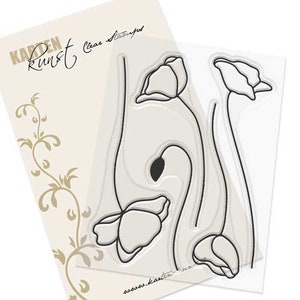 Timbri trasparenti - Scribble Poppies Poppies KK-0139 - Timbro con motivo Scrapbooking Card Art Flowers Timbro papavero