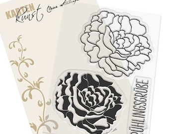 Clear Stamps -   Pfingstrose KK-0123 - Deutsche Text-Stempel Motiv-Stempel Scrapbooking Karten-Kunst Blumen Frühling Worte deutsch