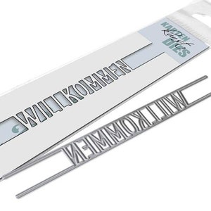 Gabarit de découpe - Texte de pont Bienvenue kk-D149 - Matrices de découpe Poinçonnage Scrapbooking Carte Art Textes allemands Mots et dictons allemands