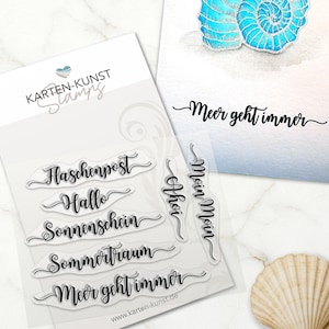 Timbro Mare Estate Timbri Trasparenti KK-0136 – Calligrafia parole arte carta marittima Moin Moin messaggio in una bottiglia Ahoy vacanza spiaggia