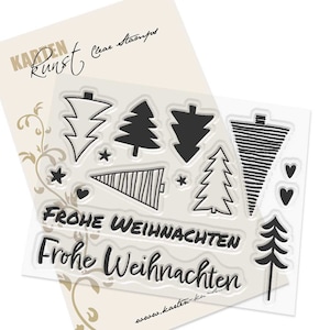Timbri trasparenti - Abeti astratti KK-0222 - Cartolina d'arte Scrapbooking Timbro con testo Timbro con motivo Inverno Natale Abeti