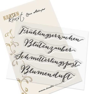 Timbri trasparenti - Grandi parole "Risveglio primaverile" KK-0033 - Francobolli con testo in tedesco Biglietto per scrapbooking Arte Parole e detti primaverili tedesco