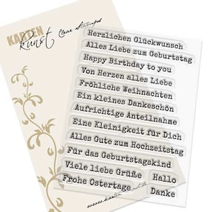 Timbri trasparenti - Dalla macchina da scrivere KK-0146 - Timbro di testo tedesco Scrapbooking Card Art Celebrations Compleanno Anniversario Parole Proverbi