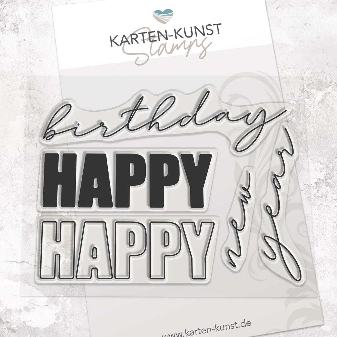 Clear Stamps Happy Birthday Birthday New Year's Eve Text Silicone Stamp ...