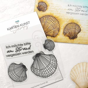 Tampons transparents Coquillages Mer KK-0217 – Set maritime avec inscription « J'aimerais être oublié sur la plage » – Card Art Summer