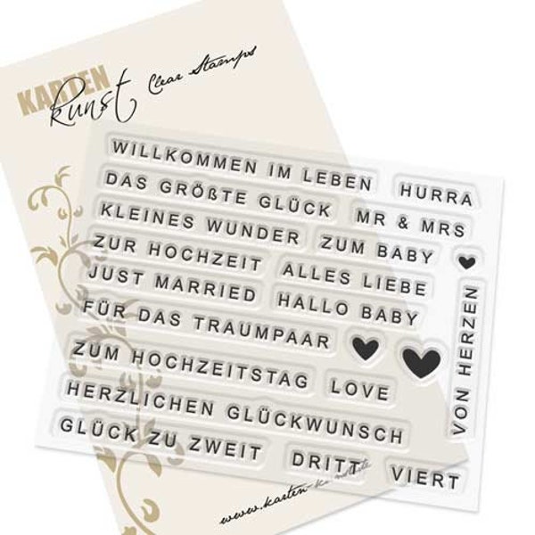 Clear Stamps - Baby & Love modern KK-0214 - Card Art Scrapbooking Text Stamp Words Sayings German Birth Wedding
