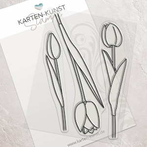Timbro Tulipani Disegnati a mano Primavera e Pasqua Timbri trasparenti Card Art Scribble Tulipani KK-0234 Timbro con motivo fiori Timbro in silicone