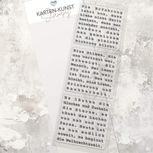 Tampon transparent carré avec citations KK-0266 Textes carrés – Texte d'art de carte Tampon Noël Amour Deuil Allemand