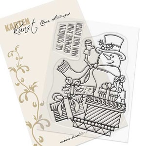 Clear Stamps - %DISCOUNT Snowman with Gifts KK-0170 - Card Art German Text Stamps Motif Stamps Christmas Winter Snow