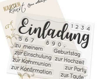 Clear Stamps -  Riesige Einladung KK-0188 - Karten-Kunst Scrapbooking Text-Stempel Worte & Sprüche deutsch