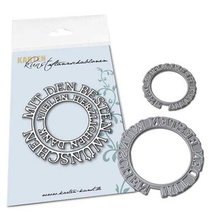 Snijsjabloon cirkelteksten met de beste wensen kk-D064 - Stansmessen Ponsen Scrapbooking Kaart Kunst Woorden Duits Frame