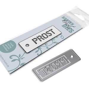 Stanzschablone - Stencil Tag Prost kk-D142 - Cutting Dies Stanzen Scrapbooking Karten-Kunst Anhänger Worte deutsch