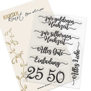 Timbri trasparenti - Per le nozze d'argento e d'oro KK-0119 - Timbri con testo in tedesco per scrapbooking, biglietti d'auguri, matrimonio, amore, parole e detti