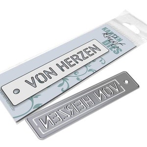 Snijsjabloon - stencil tag Von Herzen kk-D151 - stansmessen ponsen scrapbooking kaart kunst Duitse teksten hanger