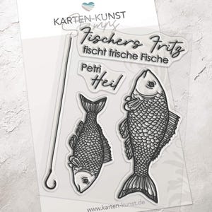 Tampon transparent Pêcheur Poisson Fischers Fritz KK-0265 – Art de la carte Pêche Hameçon Proverbes pour hommes ou Confirmation/Communion