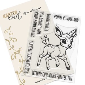 Clear Stamps - Kerstman Helper KK-0256 - Card Art Tekststempel Motief Stempel Gezegden Duitse Kerst Schattig Rendier