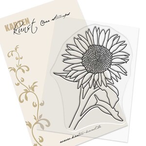Timbri trasparenti Girasole - Girasoli scarabocchiati KK-0251 - Card Art Scrapbooking Timbro con testo Timbro con motivo Fiori e foglie Estate