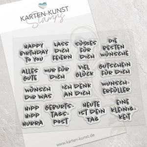Kleine stempels Verjaardag Transparante stempels KK-0259 Veel kleine verjaardagsgroeten siliconen stempel, tekst stempel Duits
