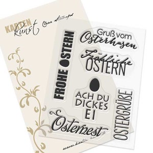 Clear Stamps - Typomix Easter KK-0098 - Duitse tekststempel motief stempel scrapbooking kaart kunst lente Pasen woorden gezegden Duits