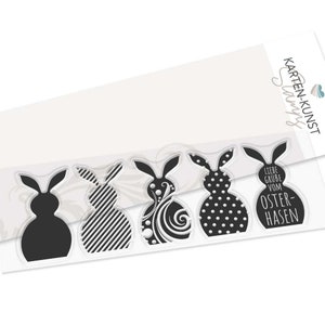 Timbri trasparenti - Coniglietti pasquali KK-0258 - Cartoline artistiche Scrapbooking Timbro con testo Timbro con motivi Parole pasquali Proverbi tedeschi