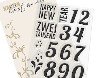 Clear Stamps - Happy New Year KK-0143 - Deutsche Text-Stempel Scrapbooking Karten-Kunst Zahlen, Sylvester, Neujahr, Worte & Sprüche, Ziffern