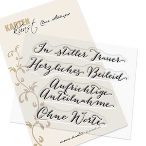 Tampons transparents – Grands mots dans un deuil silencieux KK-0055 – Timbre de texte allemand Scrapbooking Carte Art Deuil Condoléances Mots Proverbes allemand