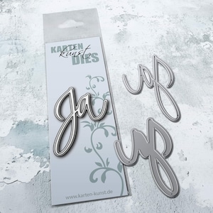 Stanzschablone Ja für Hochzeit und Einladung kk-D134 Stanzen Karten-Kunst Stanzform Text Schneideschablone Worte deutsch für Hochzeitskarte