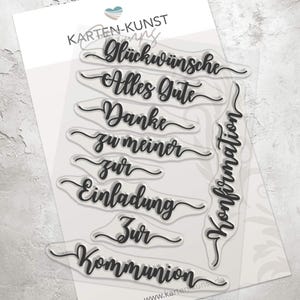 Stempel Konfirmation und Kommunion Clear Stamps Kalligraphie KK-0148 – Textstempel deutsch Einladung & Glückwünsche Silikonstempel