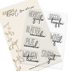 Selos claros - Capri Autumn Greetings KK-0046 - Selo de texto alemão Scrapbooking Card Art Autumn, Words & Sayings