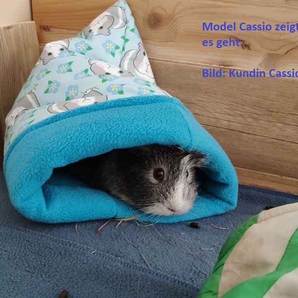 Nest Schlafhöhle KuschelSack / Schlafsack / Meerschwein Ratten Nager Igel  Guinea Pig Vergissmeinicht Handmade