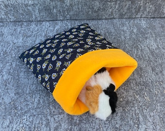 Cuddle Sack / Sleeping Bag / Cuddle Cave Guinea Pig "Daisy Black-Yellow"