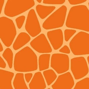 Op de afbeelding: Oranje en crèmekleurig giraffenprintpatroon. Het patroon bestaat uit onregelmatig gevormde vlekken.