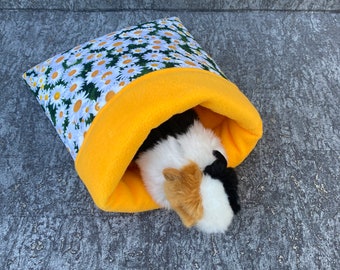 Cuddle Sack / Sleeping Bag / Cuddle Cave Guinea Pig "Daisy Green-Yellow"