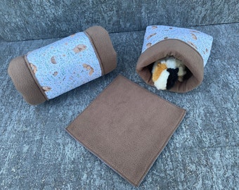 Set of cuddly tunnels / cuddly sack incl. PipiPad guinea pigs “forest animals”