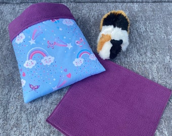 Kuschelsack inkl. Pipipad Meerschweinchen "Wolken / violett"