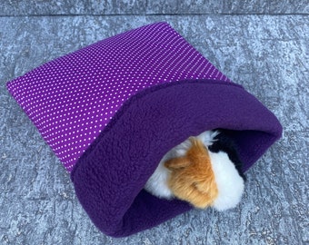 Cuddly sack / sleeping bag / cuddly cave guinea pig "dot purple"