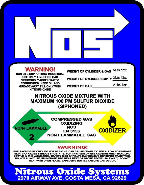 NOS Nitrous Oxide System 2 5 10 15 20 LB Blue Bottle Etsy