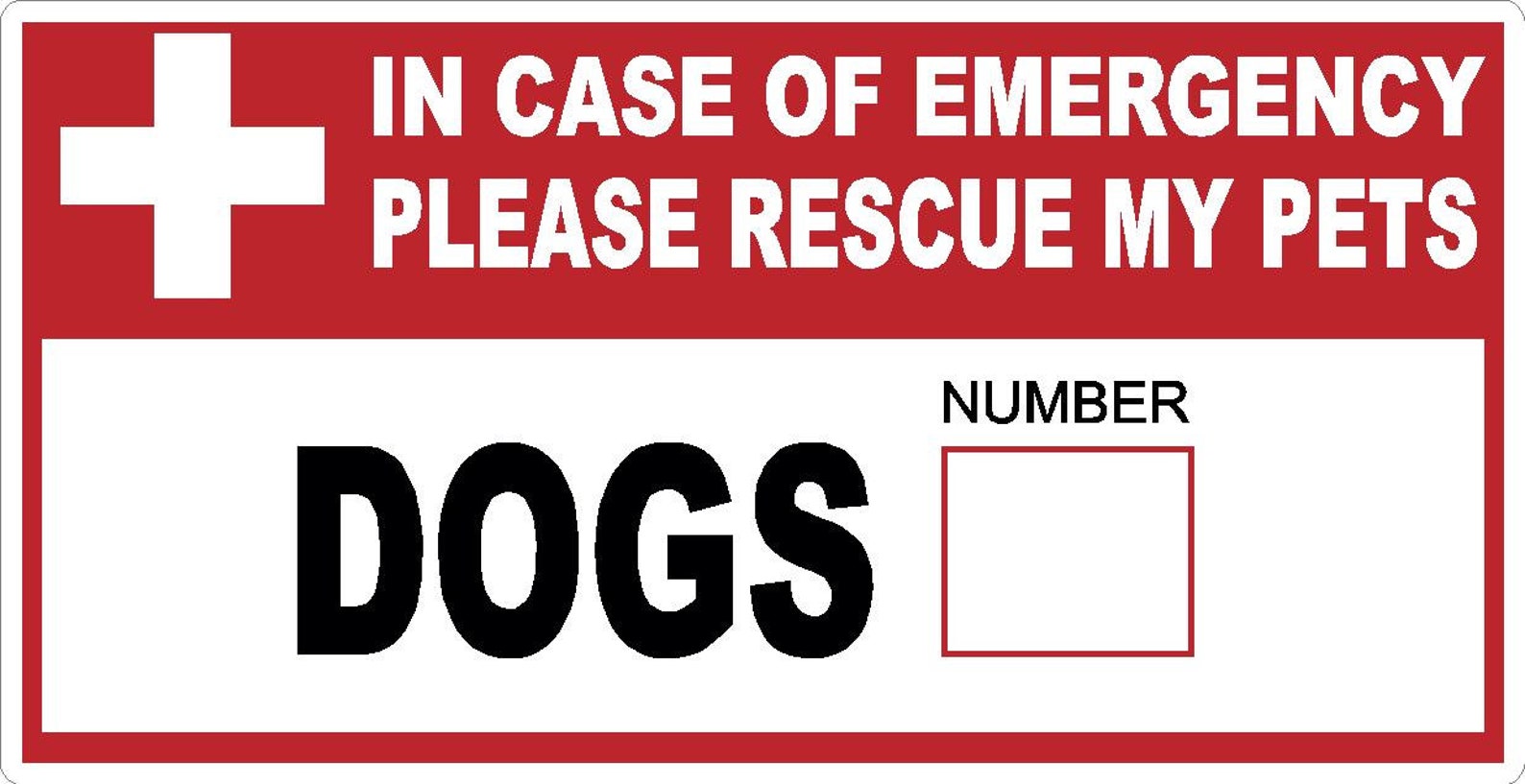In Case of Emergency Save My Pets Door Sticker Window Decal Etsy
