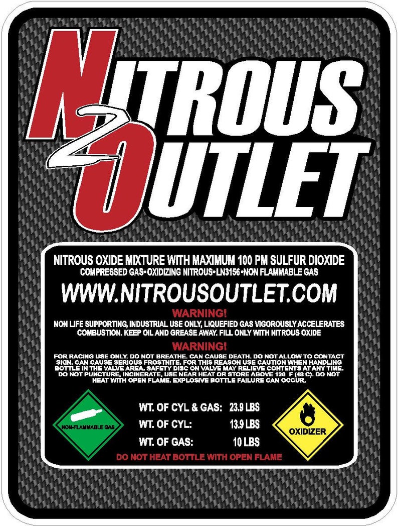 Nitrous Outlet 10 LB Bottle Replacement Label NONLaminated Etsy