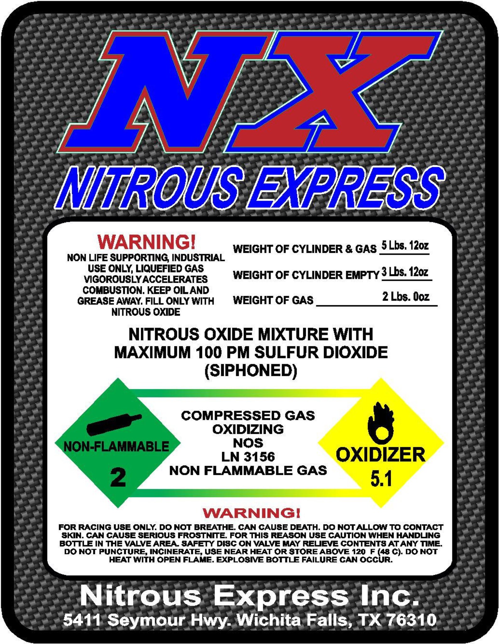NX Nitrous Express 2 5 10 15 20 LB Carbon Fiber Bottle Etsy