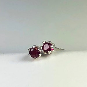 ruby stud earrings - 2mm