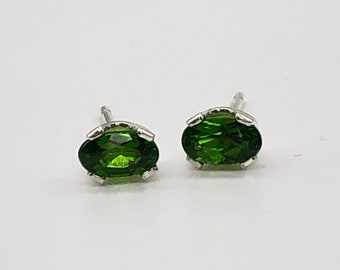 green chrome diopside earrings