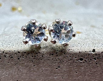 aquamarine stud earrings - 2mm
