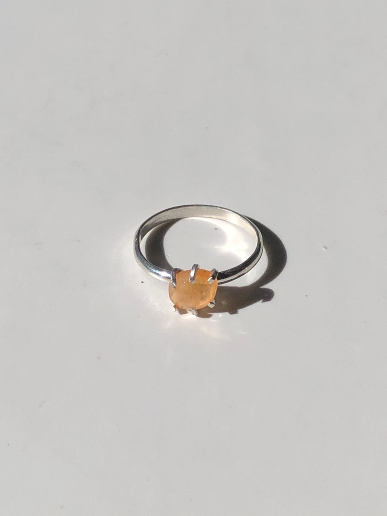 small mandarin garnet and silver ring