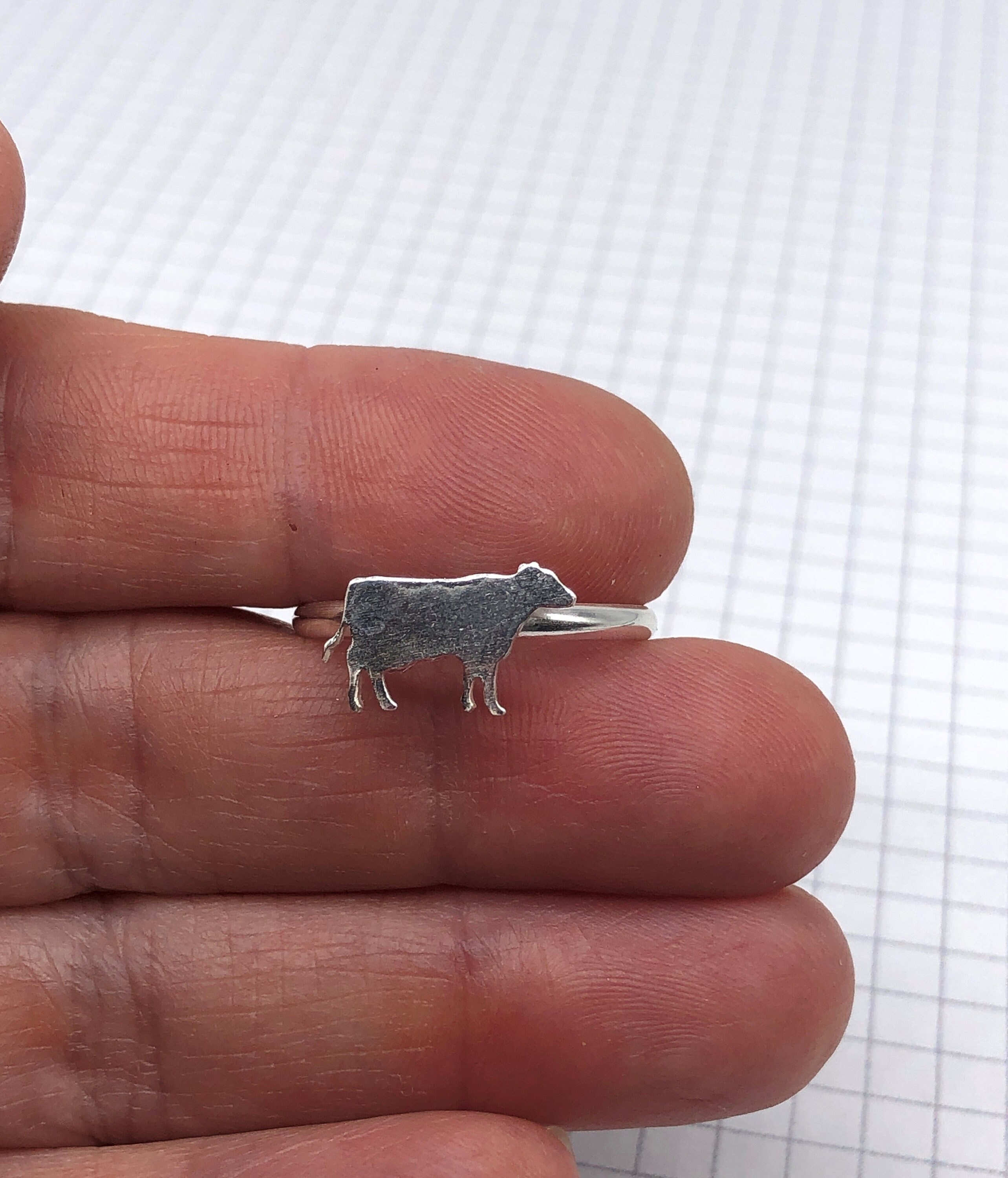Sterling silver cow ring | Etsy