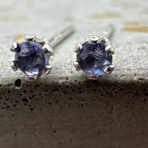 iolite earrings - 2mm
