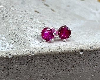 lab grown ruby stud earrings - 3mm
