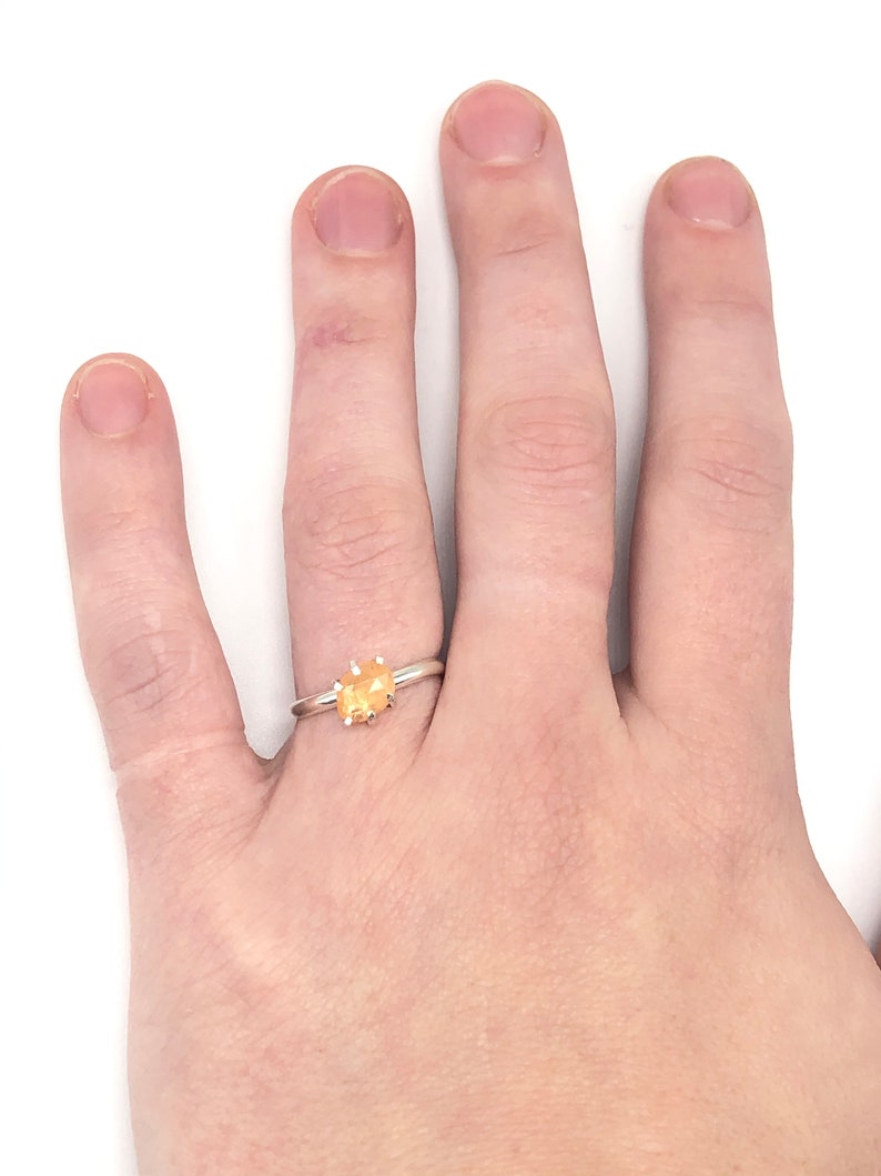 small mandarin garnet and silver ring